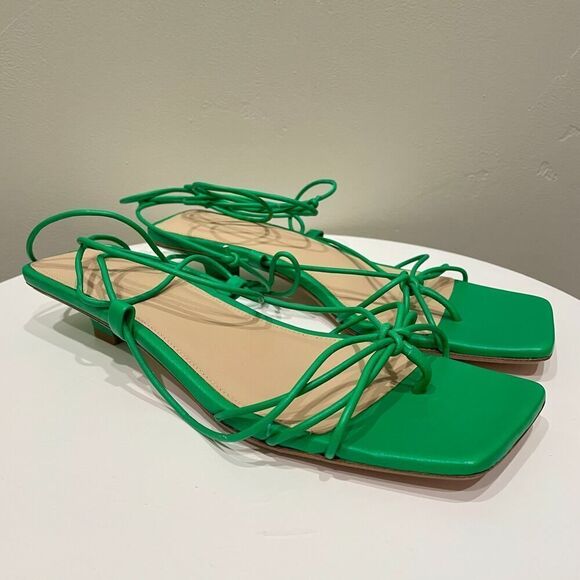 Veronica Beard Foley Ankle Tie Sandal Jungle Green NEW - Size: 8 - Picture 2 of 12